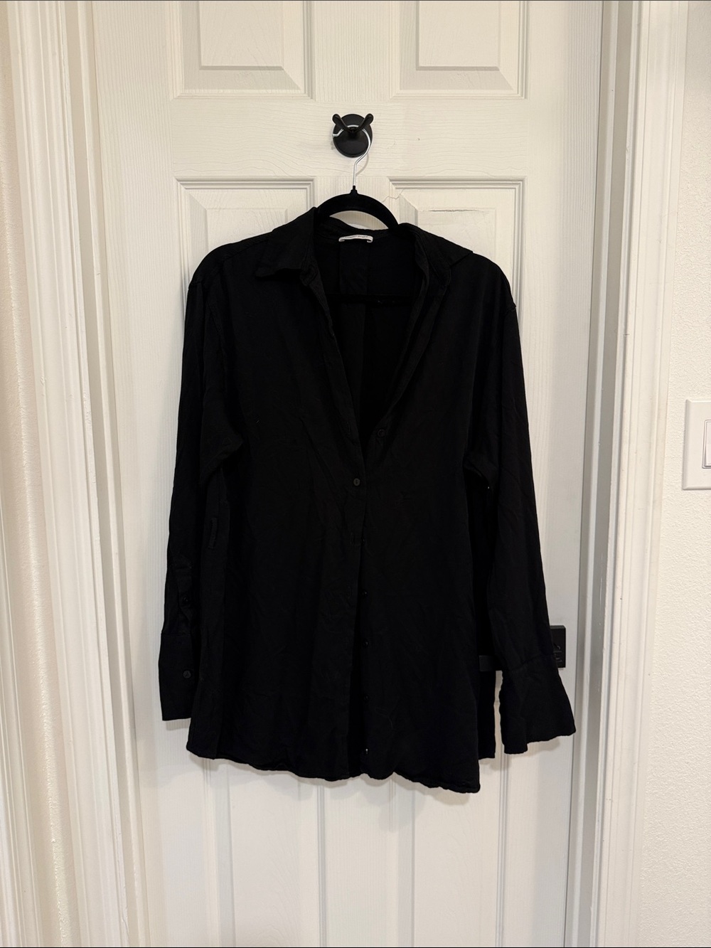 Black Mini Dress Shirt - Women's Button-Front